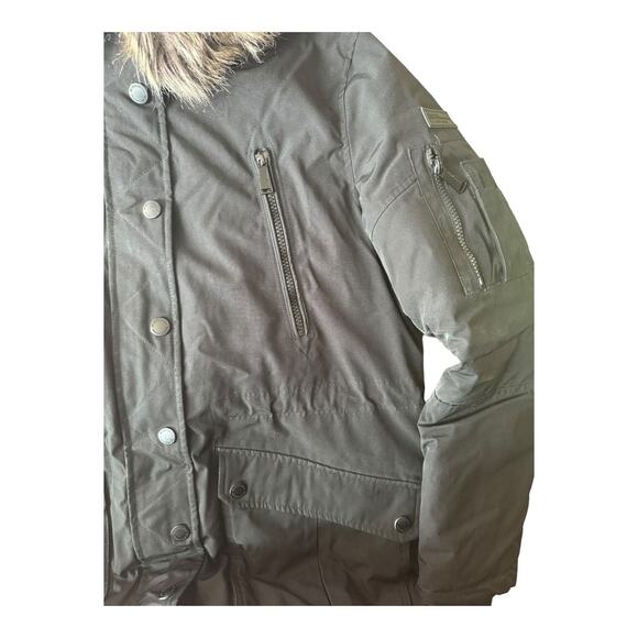 BCBGeneration Black parker hooded coat with removeable fur size Large - Picture 8 of 11